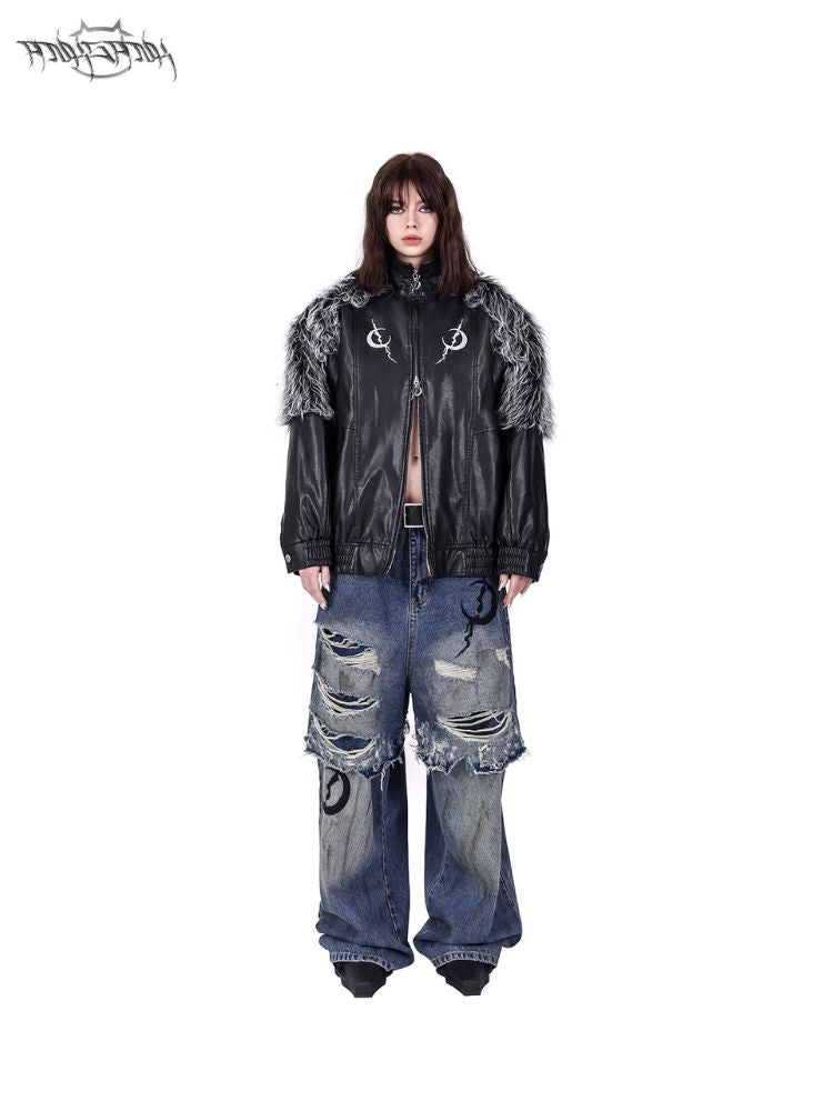 Genderless Black Silver Future Y2K Fur Fur Coat【s0000004826】