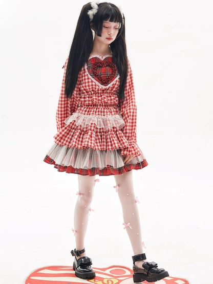 Retro Lolita Cute Red Blouse Niche Design Girls Shirt【s0000004277】