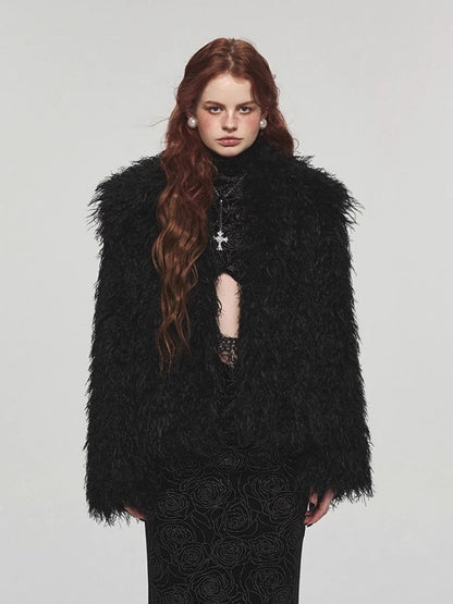 Fluffy long fur coat for winter【s0000004134】