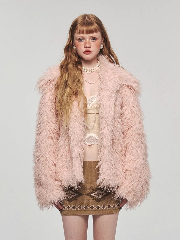 Fluffy long fur coat for winter【s0000004134】