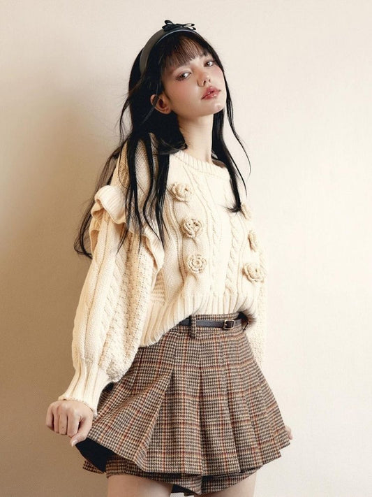 Fine Checkered Tweed High Waist Short Skirt【s0000005524】