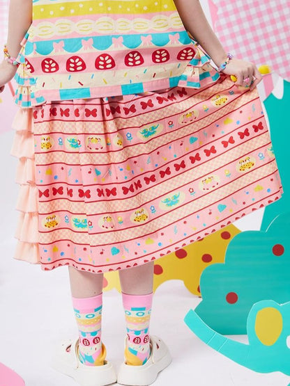 Original print cake stitching skirt【s0000002885】