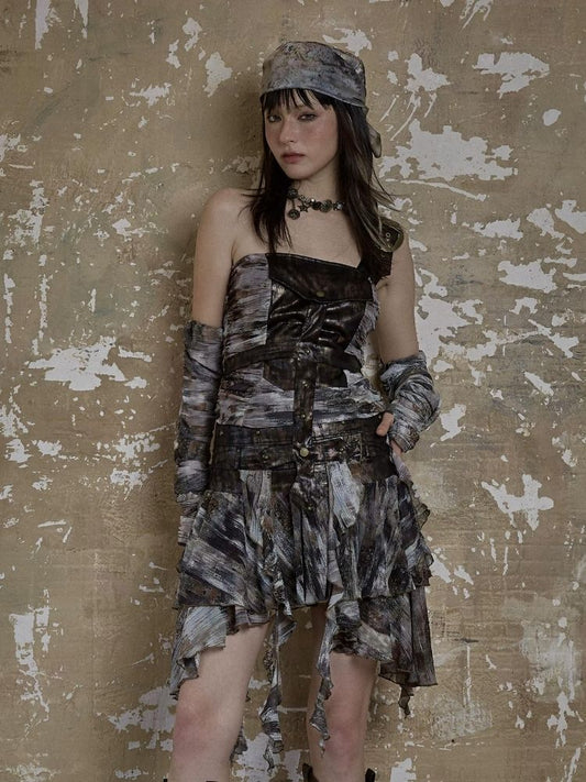 Retro punk tube top dress【s0000003248】