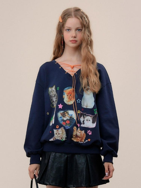 KT Print V-Neck Sea r [S000003119]