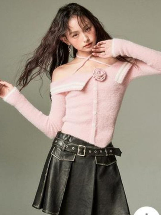 Rose one-shoulder sweater【s0000003283】