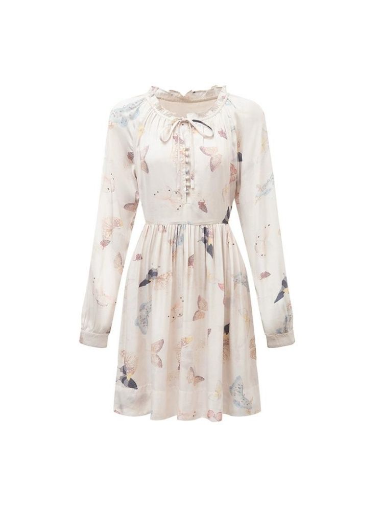 Butterfly Print Long Sleeve Dress【s0000003354】