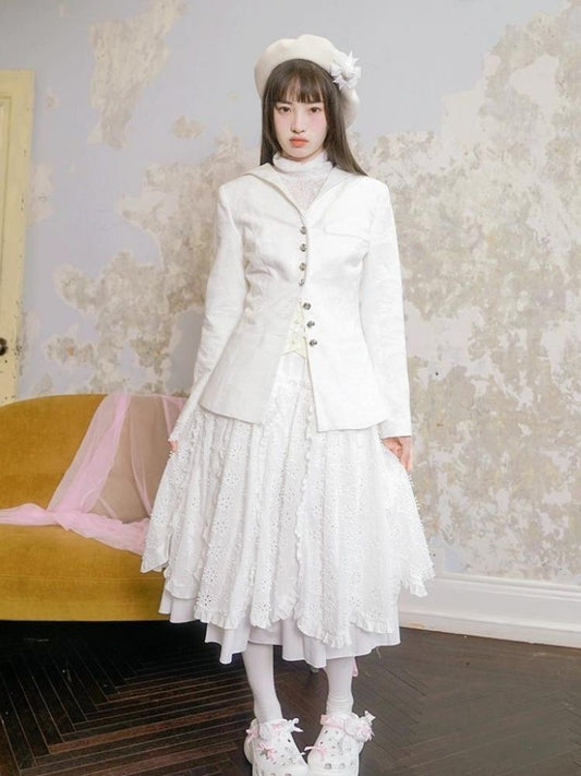 Petal jacquard long skirt【s0000003339】