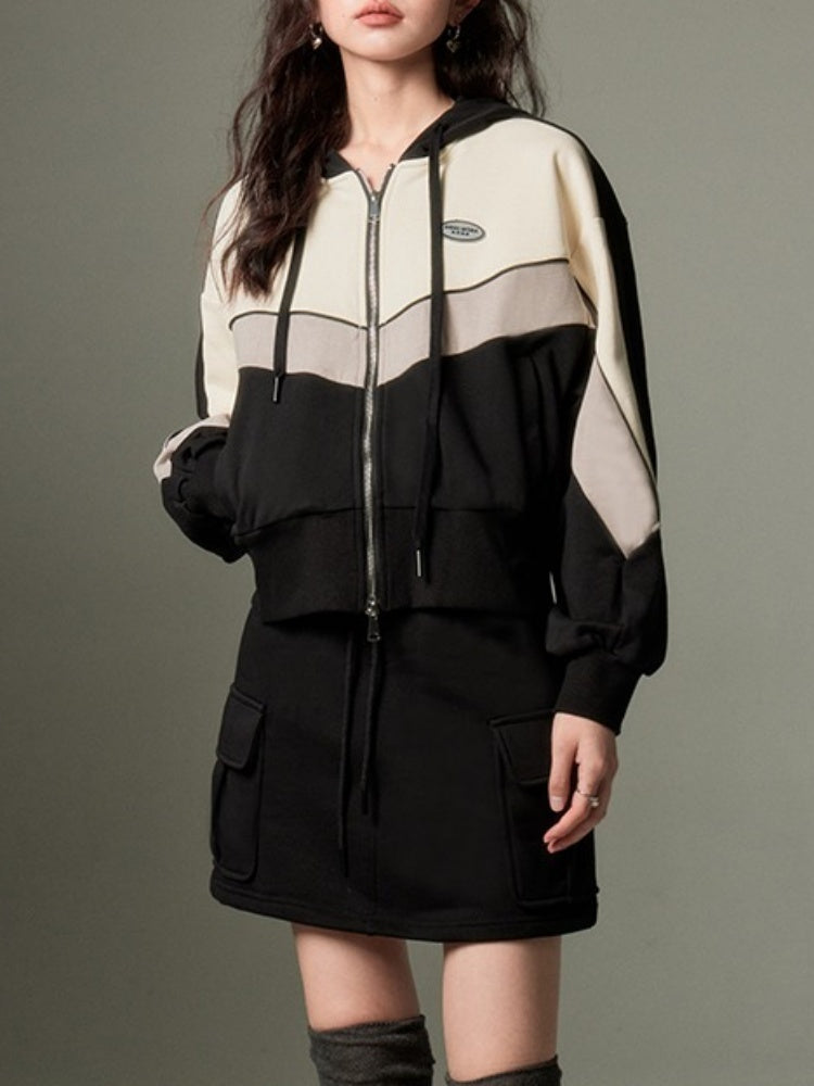 Sports Style ZIP-Up Hoodie &amp; A-Line Skirt [s0000003191]