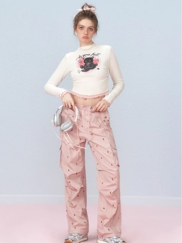 Slim Waist Splicing Design Short Long Sleeve T-Shirt【s0000006306】