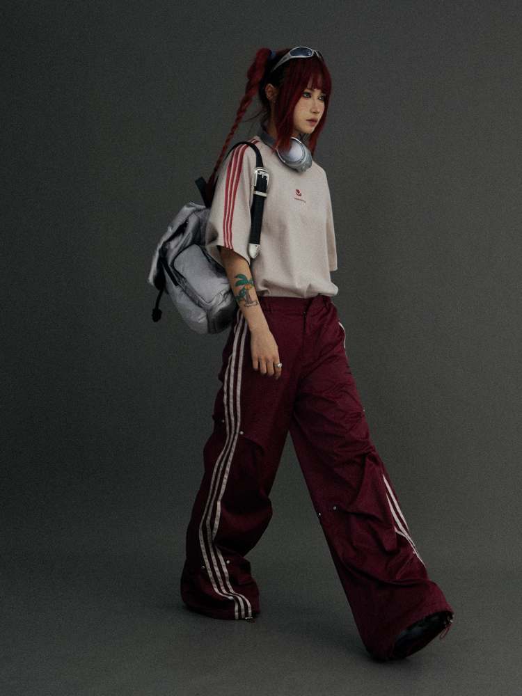 Stripe Wide Leg Jersey Pants【s0000006753】