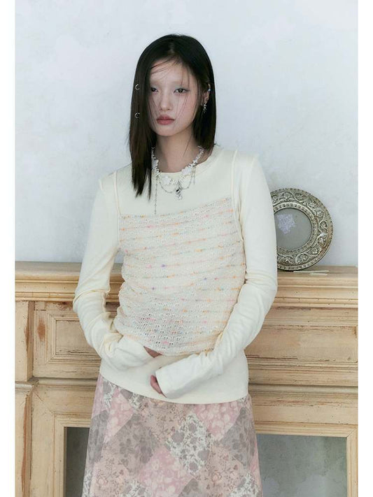 Colorful Popping Candy Knit Camisole Fake Two Piece T-Shirt【s0000007577】