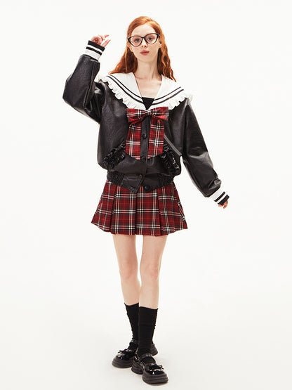 College Style Plaid Pleated Mini Skirt【s0000003545】