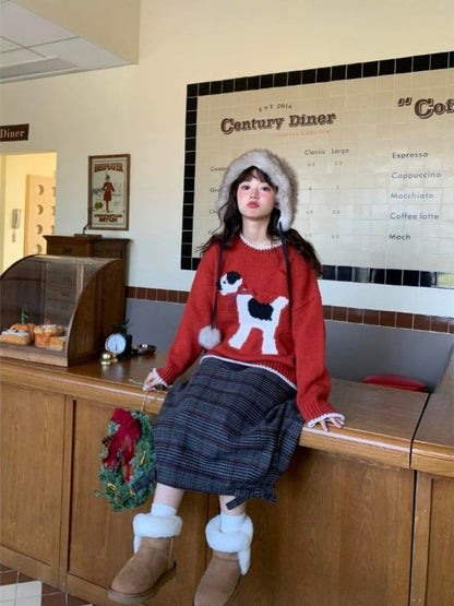 Bow Spotted Dog Knit Sweater【s0000005869】