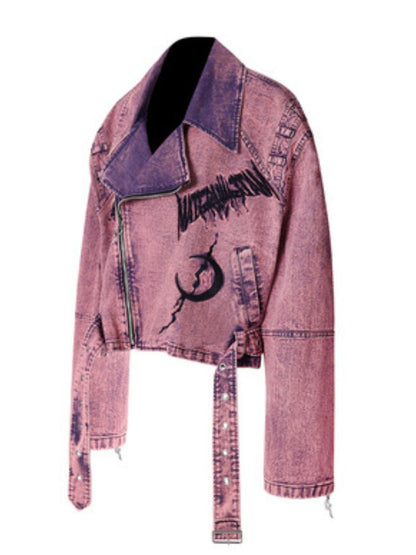 Pink denim riders jacket【s0000002023】