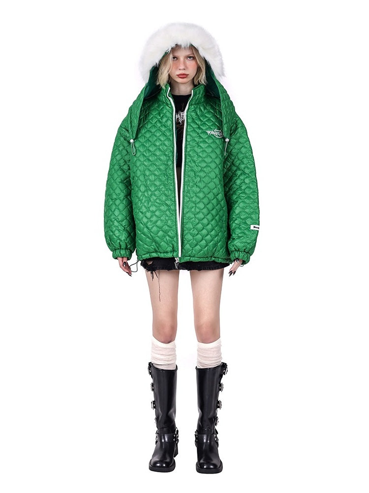 Detachable Fox Fur Hooded Loose Quilted Jacket [s0000004347]