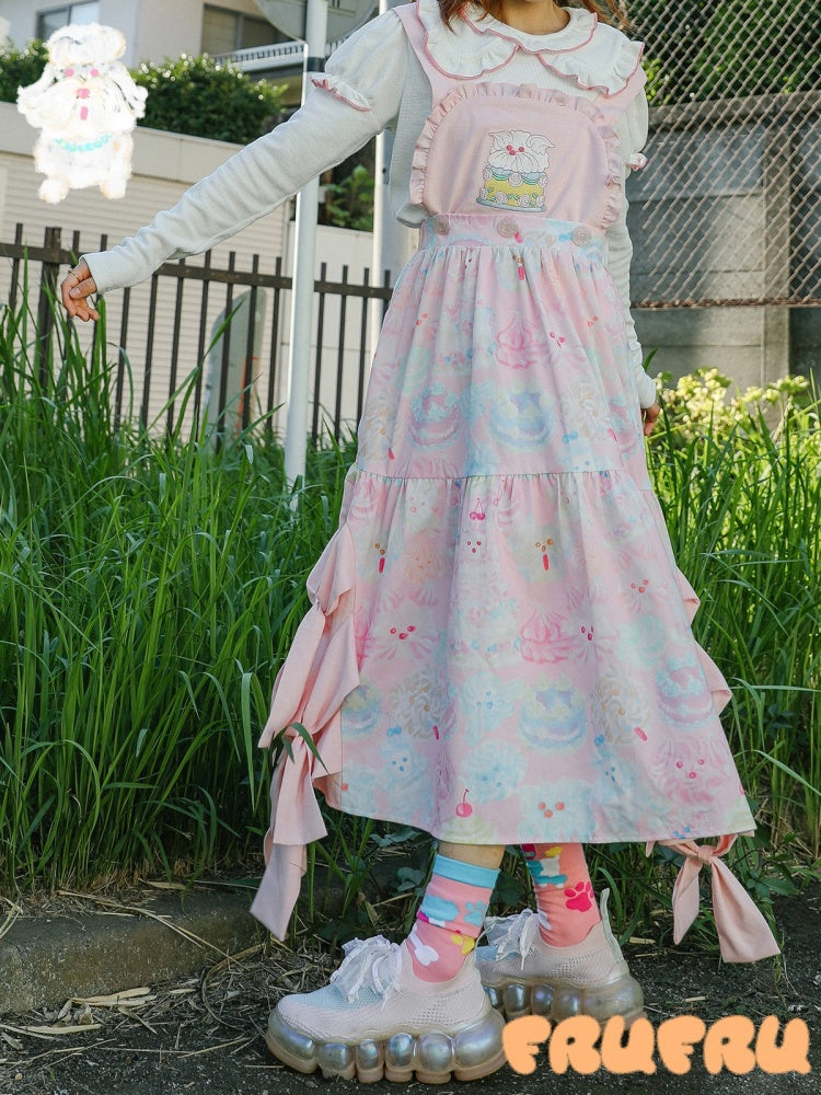 Yume Kawaii Sweets Print Frill Apron Dress【s0000003427】