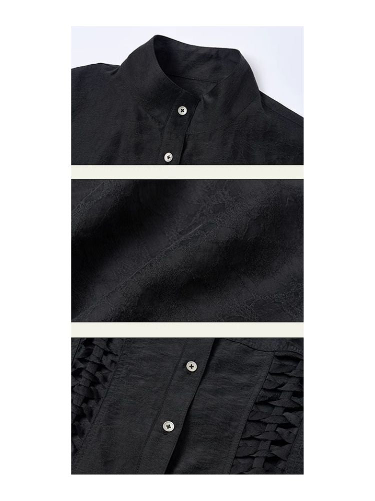 Standing Collar Design Niche Tencel Shirt【s0000006387】