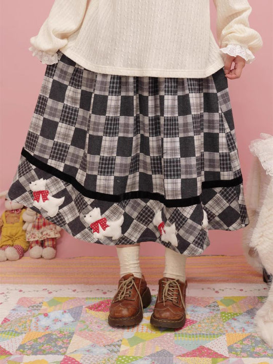 Puppy embroidered bustier skirt【s0000004981】