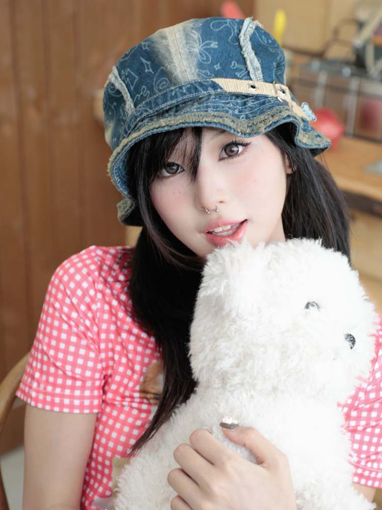 Y2K Retro Japan Style Angel Wings Denim Fisherman Hat [S0000008546]