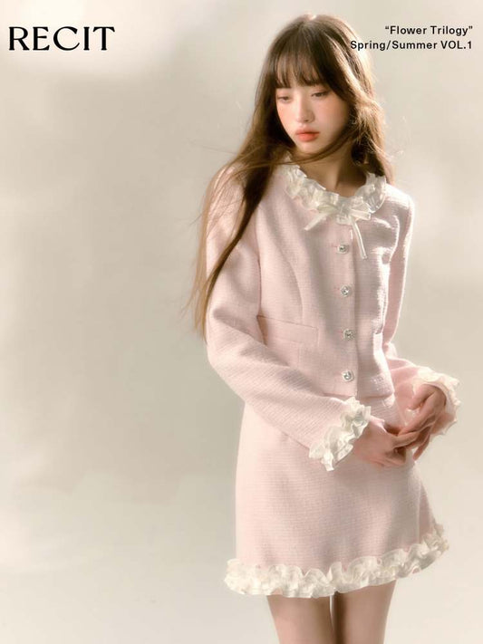 Ribbon Lame Frills Two Piece Dress【s0000007368】