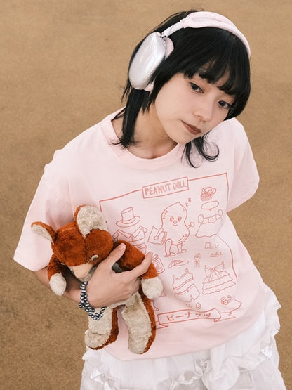 Circus Cute Cartoon Peanut Half Sleeved Cotton T-Shirt【s0000002982】