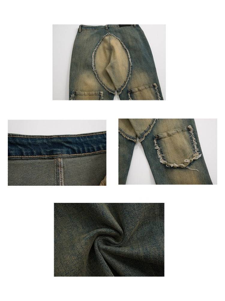 Damage Processing Wash Ripped Heavy Duty Stretch Denim Flare Pants【s0000003897】