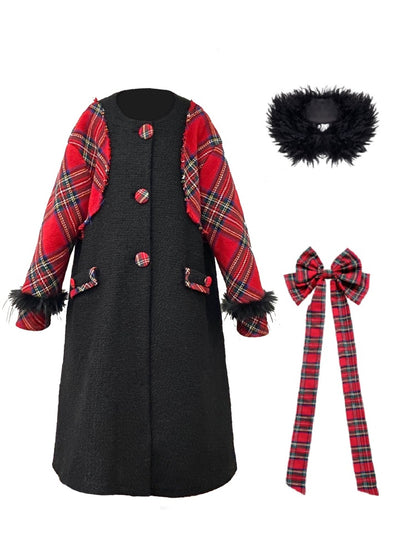 Retro Plaid Long Wool Coat【s0000004414】