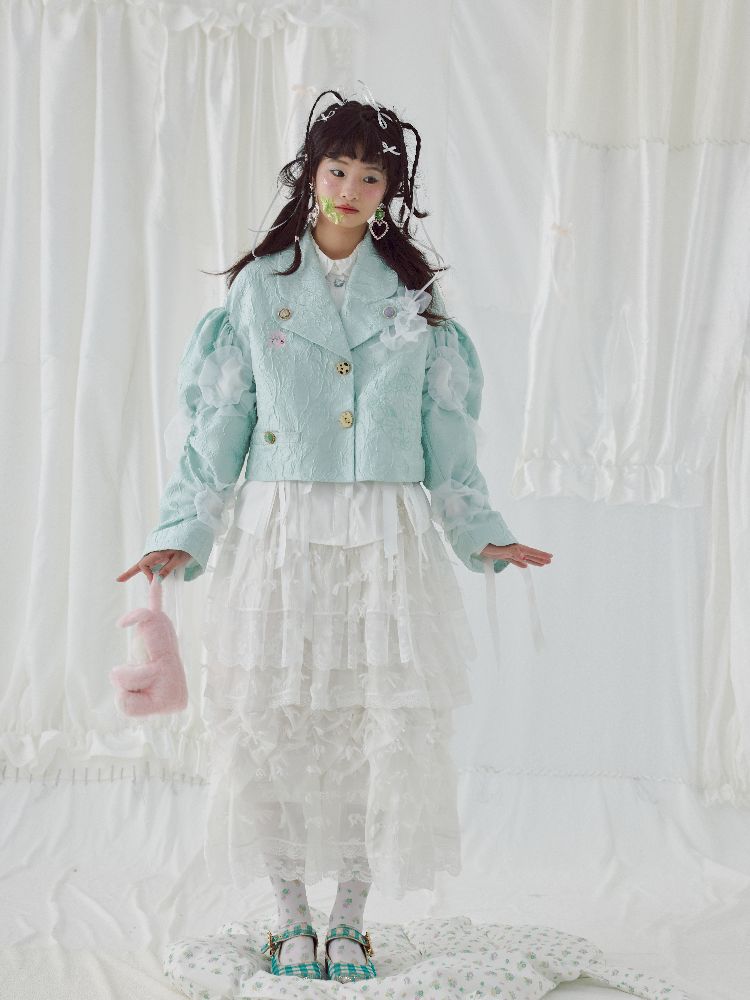 Embroidered jacquard fabric organza short jacket【s0000004638】