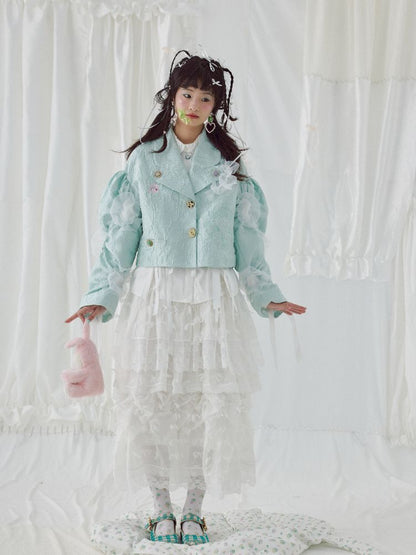 Embroidered jacquard fabric organza short jacket【s0000004638】