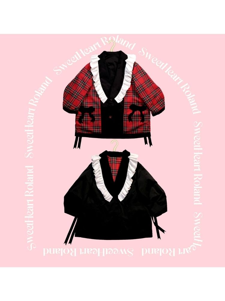 Plaid splicing reversible coat【s0000003612】