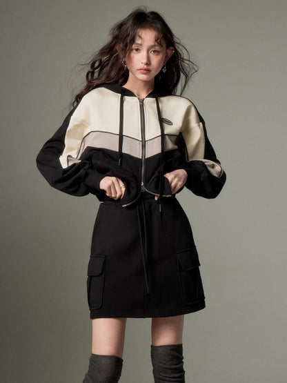 Sports Style ZIP-Up Hoodie &amp; A-Line Skirt [s0000003191]