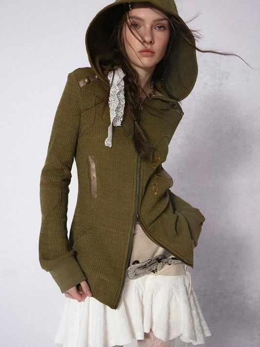 Knit Hooded Out Millennial Spice Sweatshirt【s0000005755】