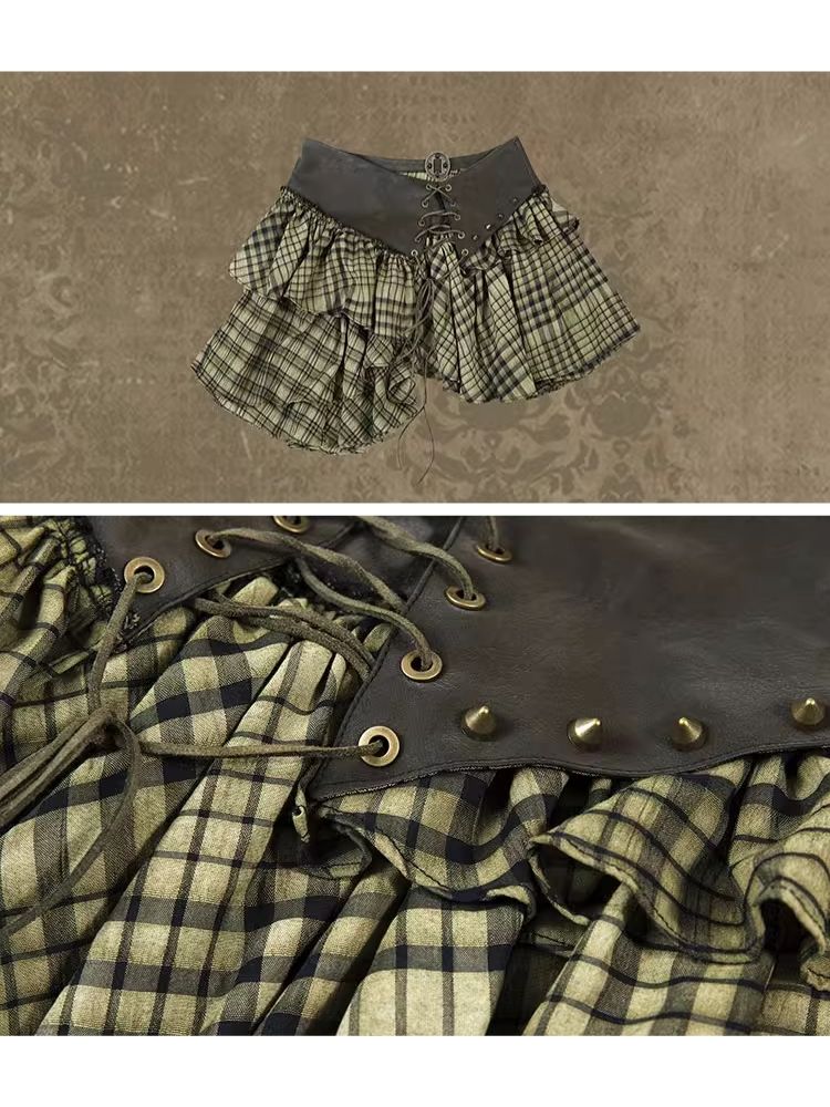 Retro plaid short skirt【s0000003908】