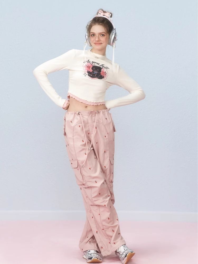 Slim Waist Splicing Design Short Long Sleeve T-Shirt【s0000006306】