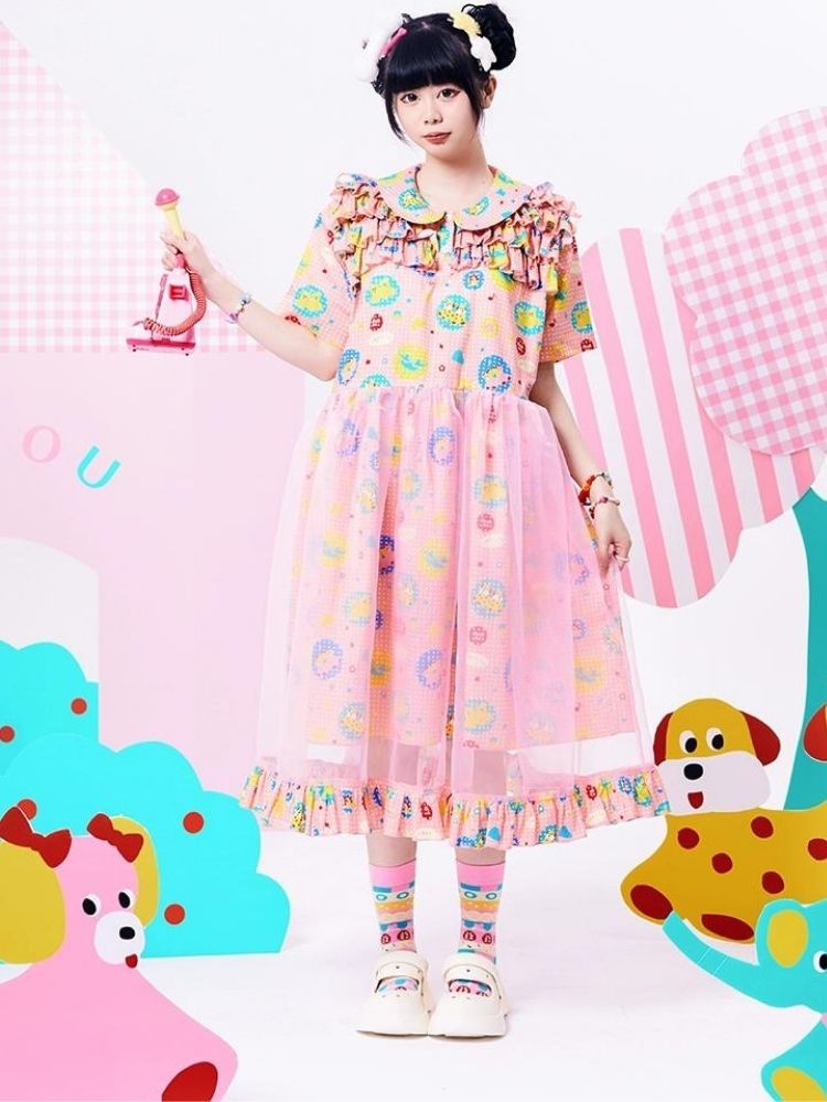 Original Print Showa Girl Dress【s0000002881】