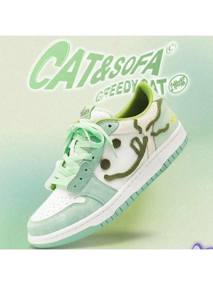 Gluttonous Cat Lace Up Sneakers Mint Green [s0000002564]