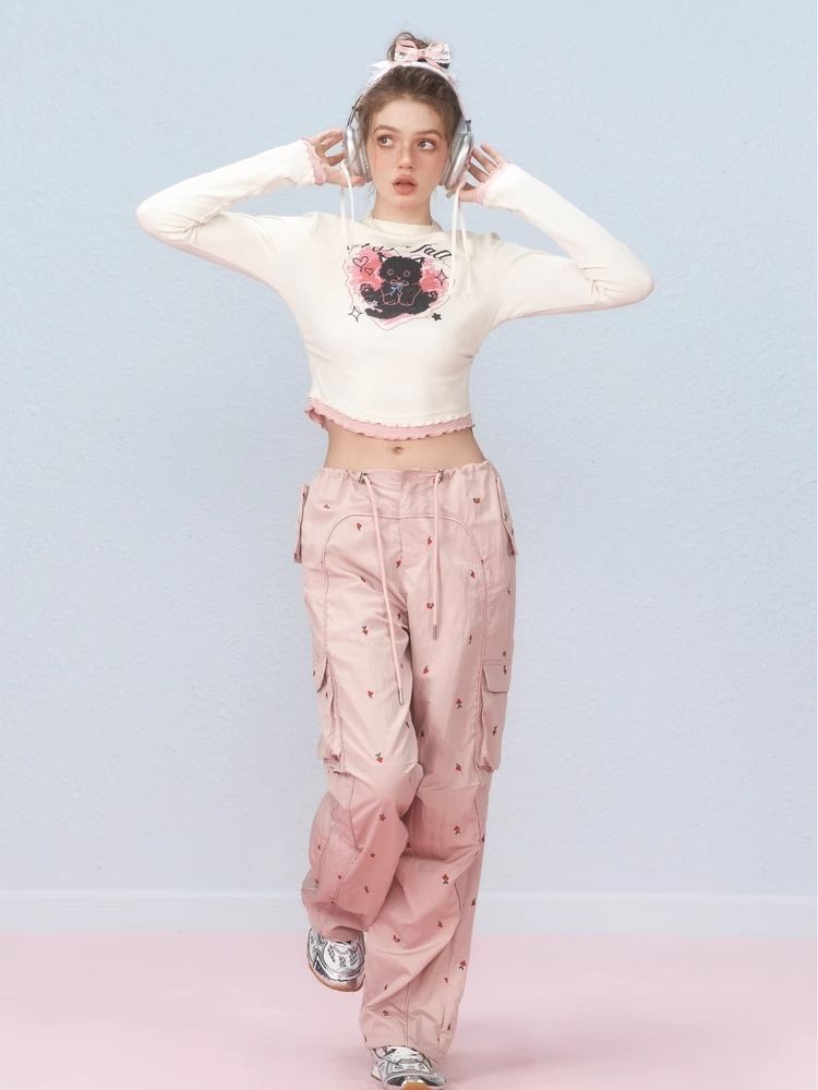 Slim Waist Splicing Design Short Long Sleeve T-Shirt【s0000006306】