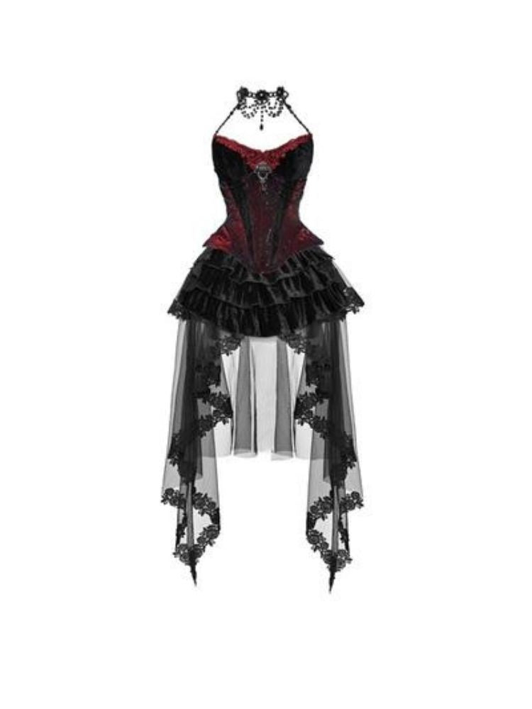 Gothic Velvet Halloween Suspender Dress Suit【s0000003241】