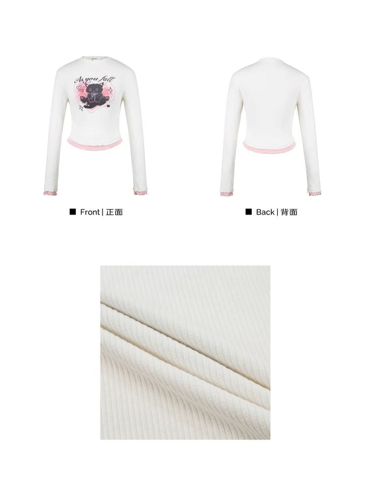 Slim Waist Splicing Design Short Long Sleeve T-Shirt【s0000006306】