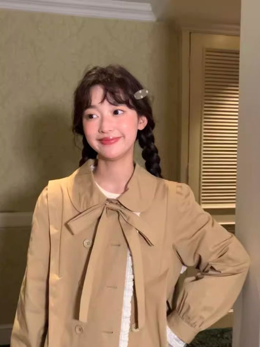 Bow Embroidered Lace Long Coat【s0000007477】