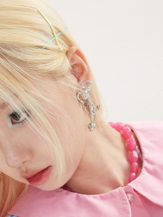 골드 × 실버 토끼 귀걸이 및 이어 클립 [S0000002956]