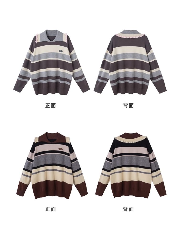 Simple striped loose top【s0000003950】