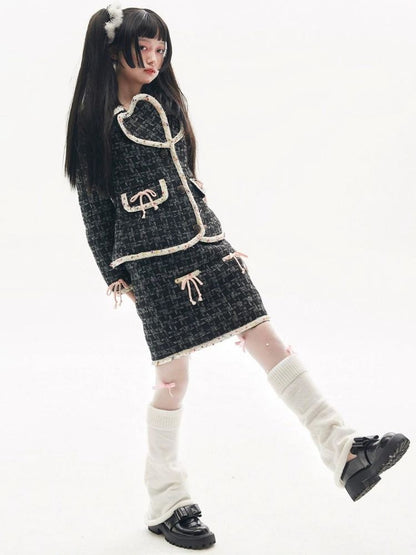 Niche Design Cute Girl Suit Top Japanese Retro Black Small Fragrance Jacke【s0000004268】