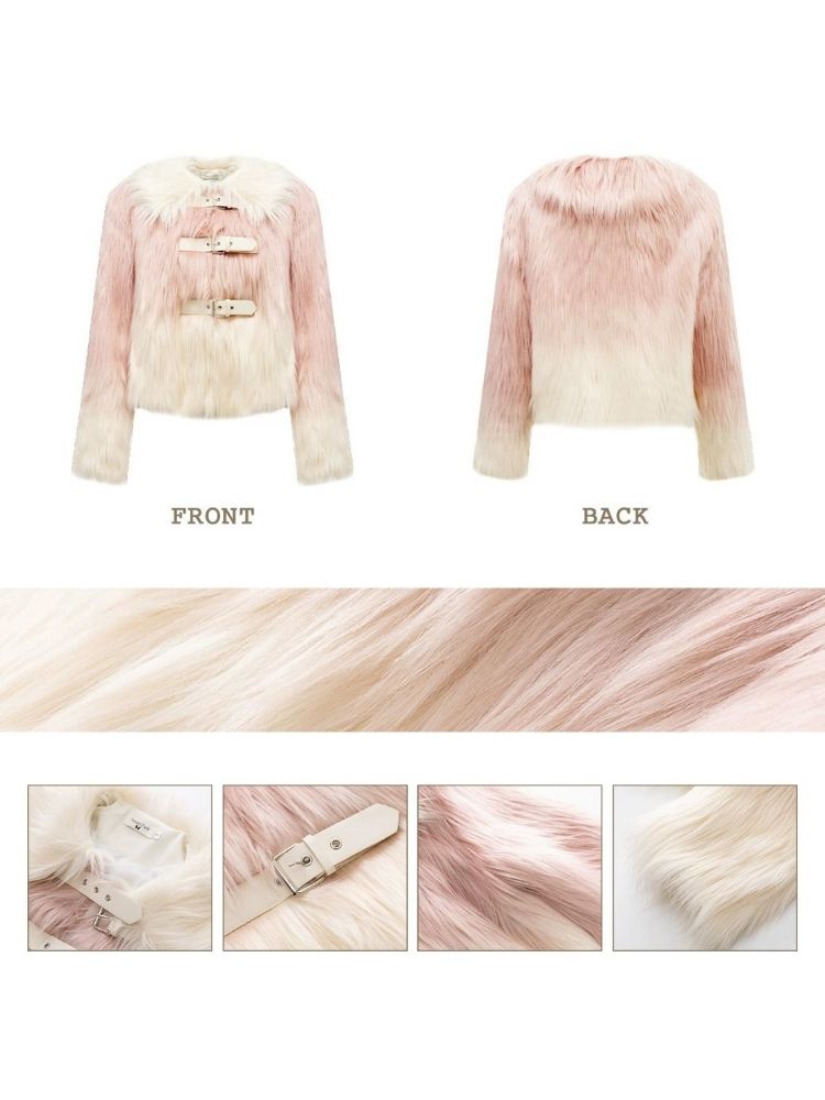 Pink Gradient Fur Jacket【s0000003630】