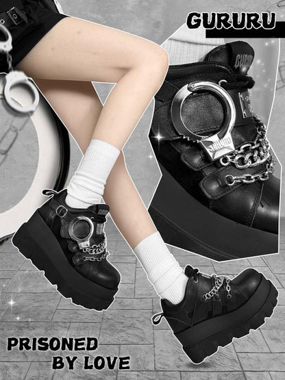 Y2K Handcuffs Velcro Platform SHOES [S0000008558]