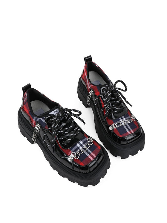 Rock Chain Plaid Platform Shoes [s0000003443]