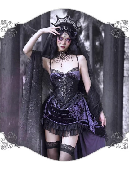 Gothic Velvet Lace Suspender Dress【s0000003866】