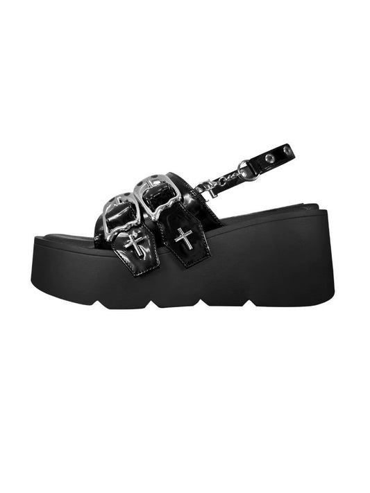 Y2K Subculture Punk Double Strap Platform Sandals [s0000002547]