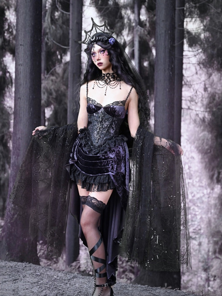 Gothic Velvet Lace Suspender Dress【s0000003866】