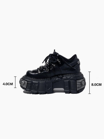 Y2K Metal Punk Style Volume Platform Lace Up Shoes【s0000005192】